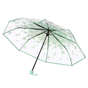 Planet Gates 100004777 Green 4 Color Women's Rain Umbrella Transparent Clear Cherry Blossom Mushroom Apollo Sakura Printed Three-folding Umbrella AU10