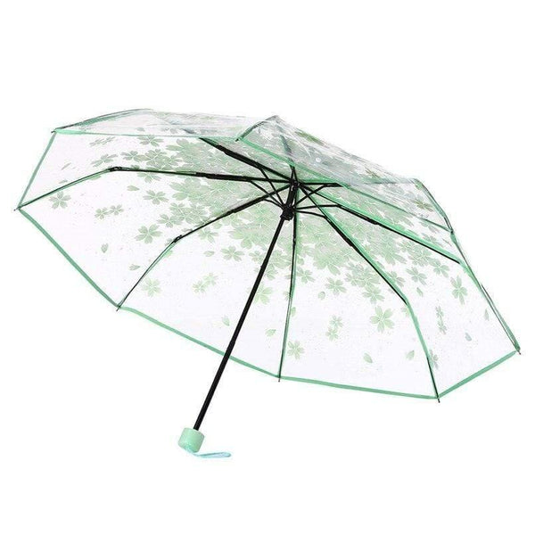 Planet Gates 100004777 Green 4 Color Women's Rain Umbrella Transparent Clear Cherry Blossom Mushroom Apollo Sakura Printed Three-folding Umbrella AU10