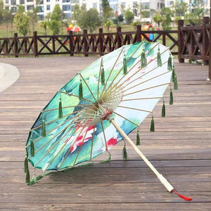 Planet Gates 100004777 GREEN A Silk Cloth Lace Umbrella Women Costume Photography Props Tasseled Umbrella Yarned Chinese Classical Oil-paper Umbrella Parasol