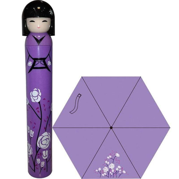 Planet Gates 100004777 H Japanese Kimono Doll Folding Wine Bottle Umbrella Rain Creative UV Mini Umbrella For Womens Designer Gifts Umbrellas YS396