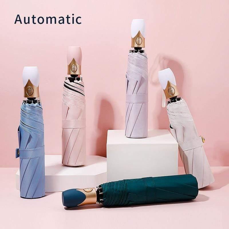Planet Gates 100004777 High Quality Automatic Umbrella Rain Women Three-folding Umbrella Windproof Pure Color Umbrella Female Waterproof Parasol
