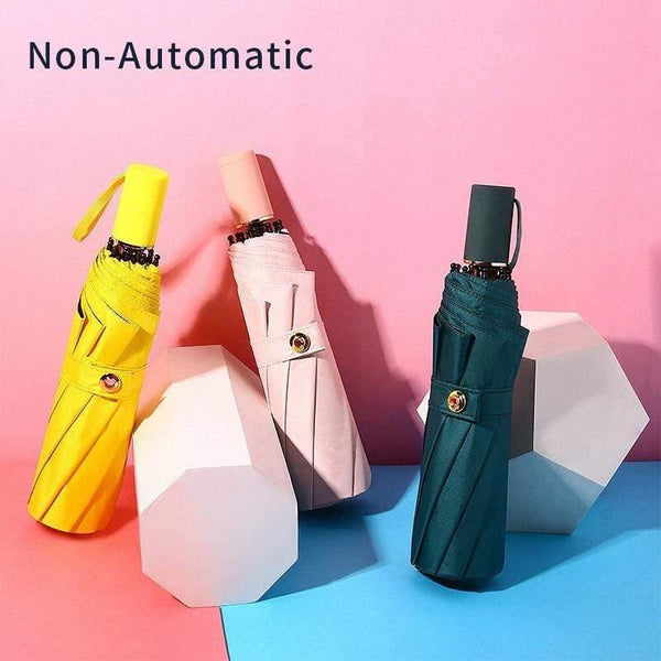 Planet Gates 100004777 High Quality Automatic Umbrella Rain Women Three-folding Umbrella Windproof Pure Color Umbrella Female Waterproof Parasol