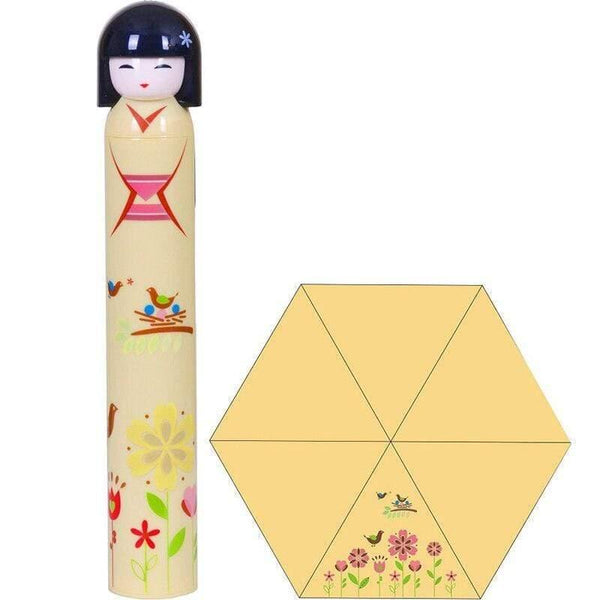 Planet Gates 100004777 I Japanese Kimono Doll Folding Wine Bottle Umbrella Rain Creative UV Mini Umbrella For Womens Designer Gifts Umbrellas YS396