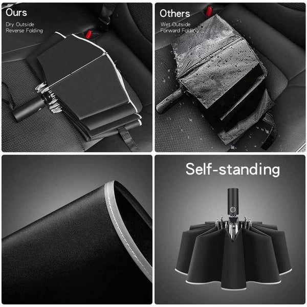 Planet Gates 100004777 Inverted Umbrella/Travel Portable Windproof Folding Umbrella,10Ribs Auto Open/Close Umbrella,Reflective Stripes For Night Safety