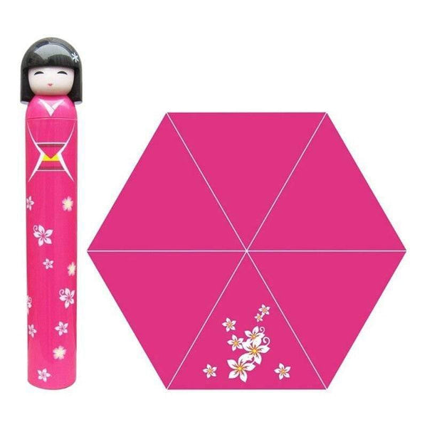 Planet Gates 100004777 Japanese Kimono Doll Folding Wine Bottle Umbrella Rain Creative UV Mini Umbrella For Womens Designer Gifts Umbrellas YS396