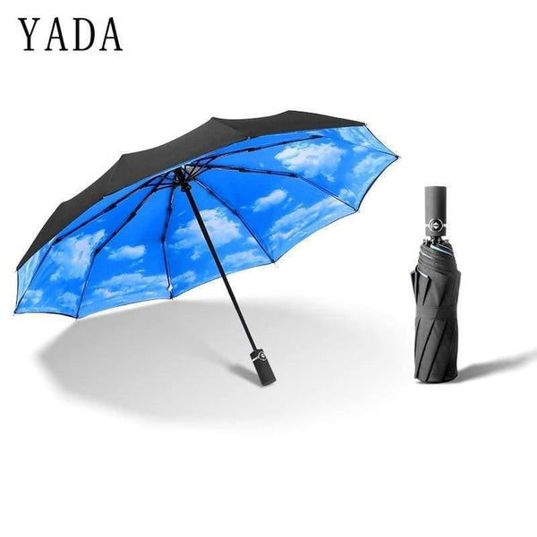 Planet Gates 100004777 Luxury Windproof Folding Automatic Blue Sky&White Clouds Umbrella For Women Men UV Auto Sun Rainy Umbrella Female YD063