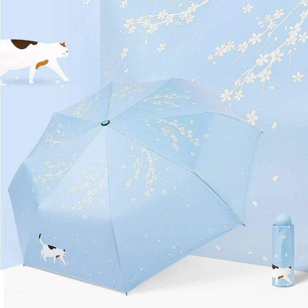 Planet Gates 100004777 mini blue YADA Custom Cherry Blossoms Flower Umbrella Rain Women uv Charm Animal Cat Umbrella For Womens Windproof Folding Umbrellas YS819