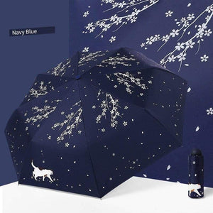 Planet Gates 100004777 mini navy YADA Custom Cherry Blossoms Flower Umbrella Rain Women uv Charm Animal Cat Umbrella For Womens Windproof Folding Umbrellas YS819