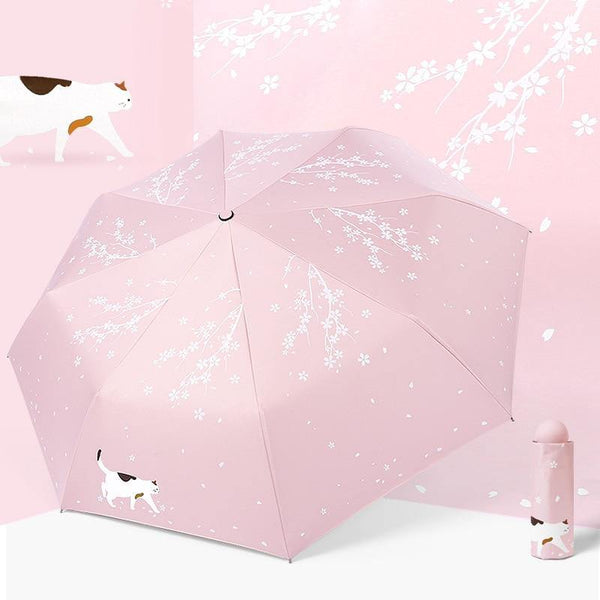 Planet Gates 100004777 mini pink YADA Custom Cherry Blossoms Flower Umbrella Rain Women uv Charm Animal Cat Umbrella For Womens Windproof Folding Umbrellas YS819
