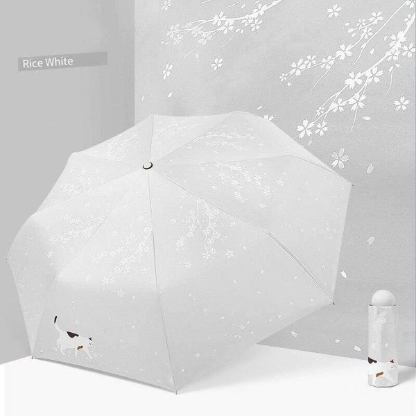 Planet Gates 100004777 mini white YADA Custom Cherry Blossoms Flower Umbrella Rain Women uv Charm Animal Cat Umbrella For Womens Windproof Folding Umbrellas YS819