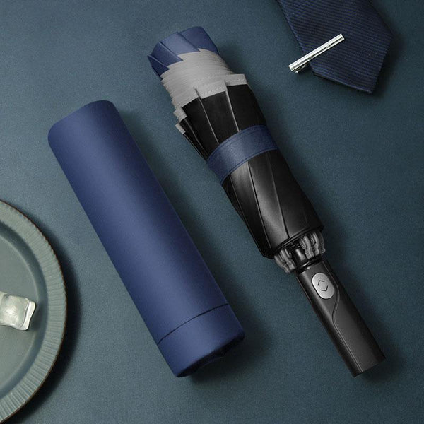 Planet Gates 100004777 Navy blue Windproof Reverse Automatic 3Folding Umbrella Rain For Men Women 10 Ribs Reflective Stripe Portable Female Umbrella Male Parasol