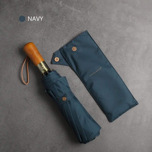 Planet Gates 100004777 navy Umbrella Men Business Style 115cm Automatic Umbrella Rain Double Layer 10K Windproof Large Golf Umbrellas Wooden