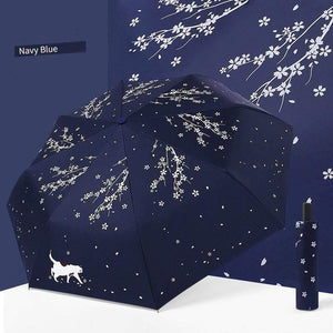 Planet Gates 100004777 navy YADA Custom Cherry Blossoms Flower Umbrella Rain Women uv Charm Animal Cat Umbrella For Womens Windproof Folding Umbrellas YS819