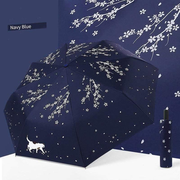Planet Gates 100004777 navy YADA Custom Cherry Blossoms Flower Umbrella Rain Women uv Charm Animal Cat Umbrella For Womens Windproof Folding Umbrellas YS819