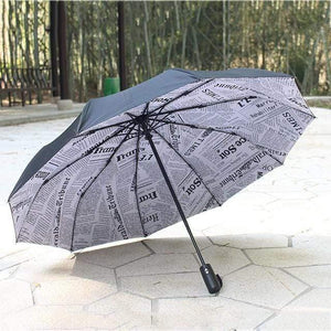 Planet Gates 100004777 Newspaper 10K Double layer Windproof Fully-automatic Umbrellas Male Women Umbrella Three Folding Commercial Large Durable Frame Parasol