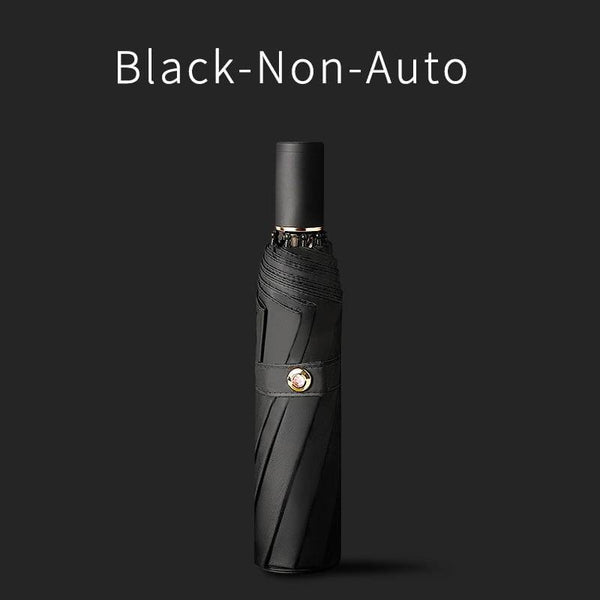 Planet Gates 100004777 Non-Auto-Black High Quality Automatic Umbrella Rain Women Three-folding Umbrella Windproof Pure Color Umbrella Female Waterproof Parasol