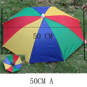 Planet Gates 100004777 Outdoor Umbrella Hat Novelty Foldable Sun&Rainy Day Hands Free Rainbow Folding & Waterproof Multicolor Hat Cap Stock YS0018