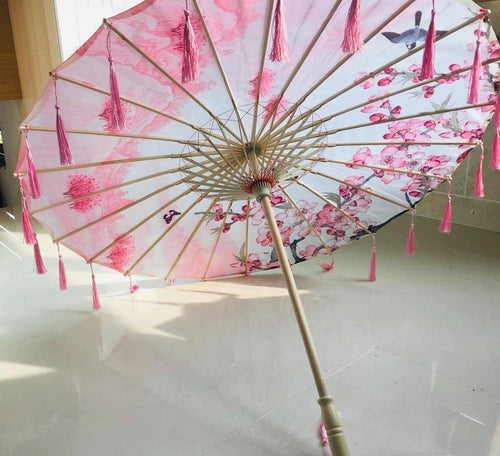 Planet Gates 100004777 peach A Silk Cloth Lace Umbrella Women Costume Photography Props Tasseled Umbrella Yarned Chinese Classical Oil-paper Umbrella Parasol