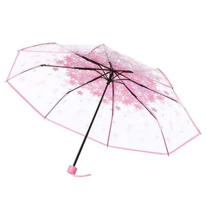 Planet Gates 100004777 Pink 4 Color Women's Rain Umbrella Transparent Clear Cherry Blossom Mushroom Apollo Sakura Printed Three-folding Umbrella AU10