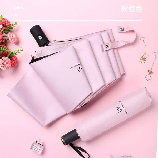 Planet Gates 100004777 Pink Fashion Three-folding Umbrella Rain Ladies Gifts Men's Mini Pocket Parasols Girls UV Protection Waterproof Portable Travel Umbre