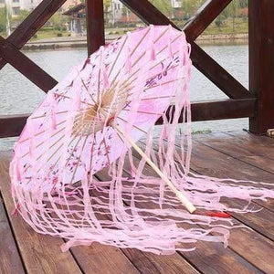 Planet Gates 100004777 PINK PEACH B Silk Cloth Lace Umbrella Women Costume Photography Props Tasseled Umbrella Yarned Chinese Classical Oil-paper Umbrella Parasol