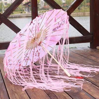 Planet Gates 100004777 PINK PEACH B Silk Cloth Lace Umbrella Women Costume Photography Props Tasseled Umbrella Yarned Chinese Classical Oil-paper Umbrella Parasol