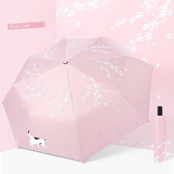 Planet Gates 100004777 pink YADA Custom Cherry Blossoms Flower Umbrella Rain Women uv Charm Animal Cat Umbrella For Womens Windproof Folding Umbrellas YS819