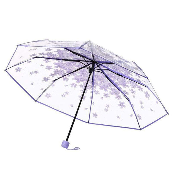 Planet Gates 100004777 Purple 4 Color Women's Rain Umbrella Transparent Clear Cherry Blossom Mushroom Apollo Sakura Printed Three-folding Umbrella AU10