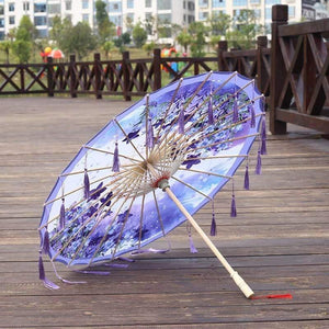 Planet Gates 100004777 PURPLE A Silk Cloth Lace Umbrella Women Costume Photography Props Tasseled Umbrella Yarned Chinese Classical Oil-paper Umbrella Parasol