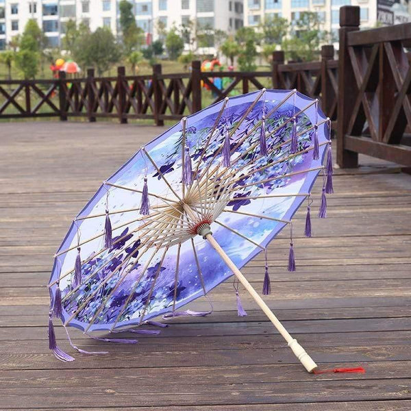 Planet Gates 100004777 PURPLE A Silk Cloth Lace Umbrella Women Costume Photography Props Tasseled Umbrella Yarned Chinese Classical Oil-paper Umbrella Parasol