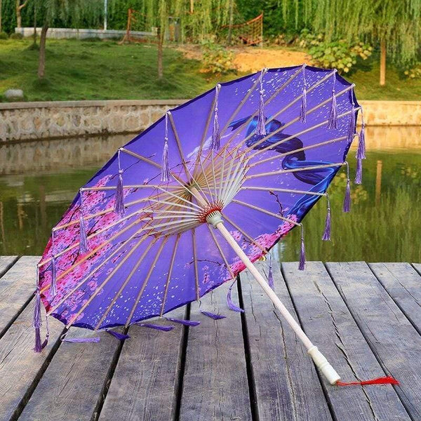 Planet Gates 100004777 purple B-496 Silk Cloth Lace Umbrella Women Costume Photography Props Tasseled Umbrella Yarned Chinese Classical Oil-paper Umbrella Parasol