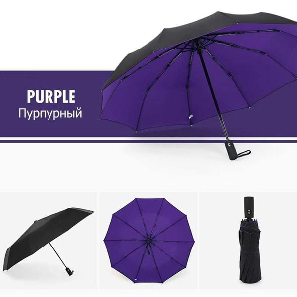 Planet Gates 100004777 Purple Windproof Double Automatic Folding Umbrella Female Male Ten Bone Car Luxury Large Business Umbrellas Men Rain Women Gift Parasol