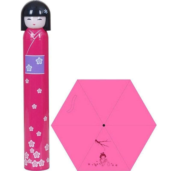 Planet Gates 100004777 Q Japanese Kimono Doll Folding Wine Bottle Umbrella Rain Creative UV Mini Umbrella For Womens Designer Gifts Umbrellas YS396