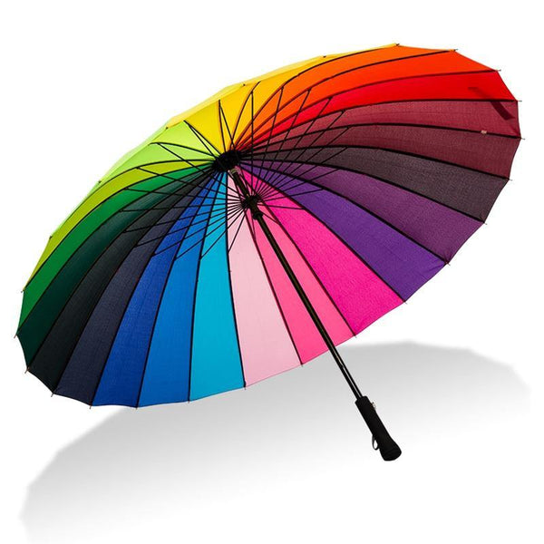 Planet Gates 100004777 Rainbow Big Umbrella Windproof Men's Leather Long Handle Warrior Umbrella Female Sunny And Rainy Umbrella With Shoulder Bag