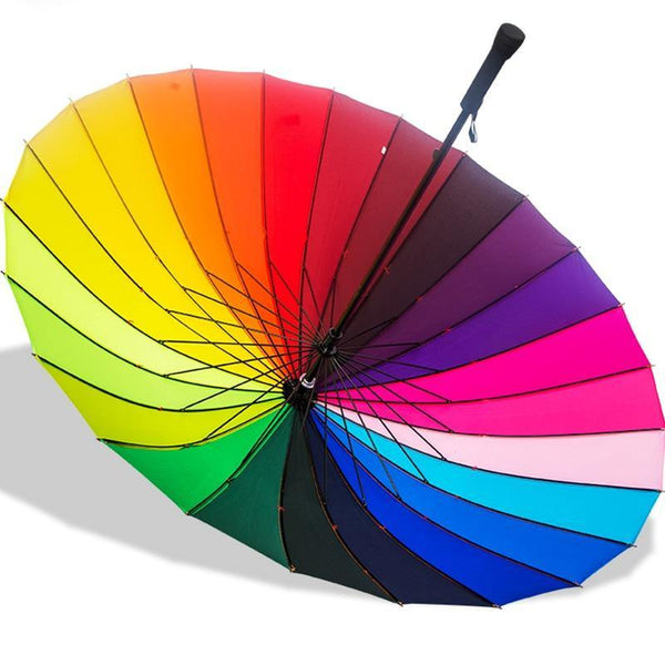 Planet Gates 100004777 Rainbow Big Umbrella Windproof Men's Leather Long Handle Warrior Umbrella Female Sunny And Rainy Umbrella With Shoulder Bag