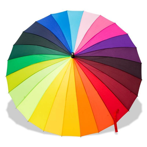 Planet Gates 100004777 Rainbow Big Umbrella Windproof Men's Leather Long Handle Warrior Umbrella Female Sunny And Rainy Umbrella With Shoulder Bag