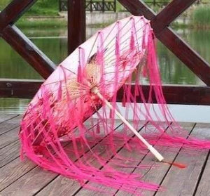 Planet Gates 100004777 RED B Silk Cloth Lace Umbrella Women Costume Photography Props Tasseled Umbrella Yarned Chinese Classical Oil-paper Umbrella Parasol