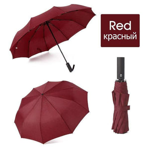 Planet Gates 100004777 Red Strong Wind Resistant 12K  Automatic Umbrella  Rain Women Windproof 3Folding Long Handle  Men Business Outdoor Travel  Umbrella