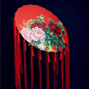 Silk Cloth Lace Umbrella Women Costume Photography Props Tasseled Umbrella Yarned Chinese Classical Oil-paper Umbrella Parasol