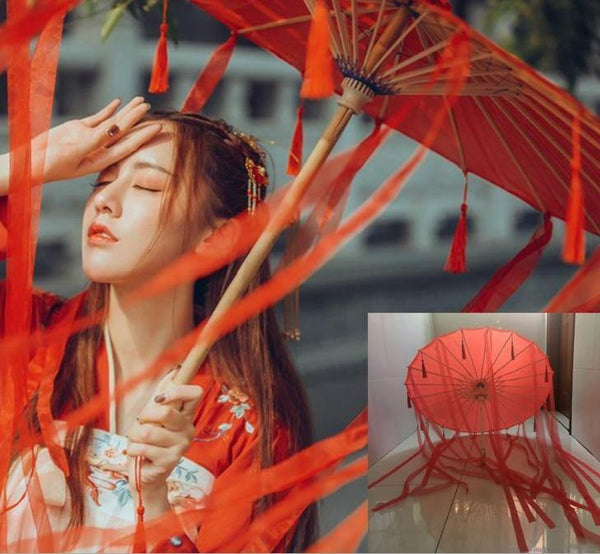 Planet Gates 100004777 Silk Cloth Lace Umbrella Women Costume Photography Props Tasseled Umbrella Yarned Chinese Classical Oil-paper Umbrella Parasol