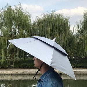 Planet Gates 100004777 silver Creative Portable Fishing Hats Double Folding Rainy Umbrella Anti-UV Rainproof Sun Protection Fishing Cap Umbrellas YS014