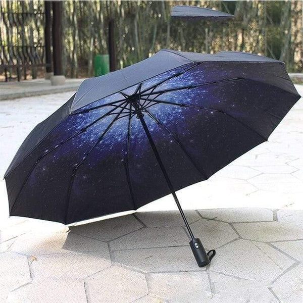 Planet Gates 100004777 Starry sky 10K Double layer Windproof Fully-automatic Umbrellas Male Women Umbrella Three Folding Commercial Large Durable Frame Parasol