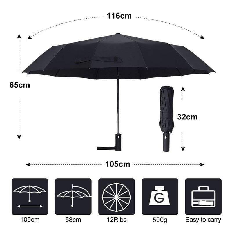 Planet Gates 100004777 Strong Wind Resistant 12K  Automatic Umbrella  Rain Women Windproof 3Folding Long Handle  Men Business Outdoor Travel  Umbrella