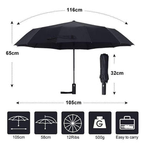 Planet Gates 100004777 Strong Wind Resistant 12K  Automatic Umbrella  Rain Women Windproof 3Folding Long Handle  Men Business Outdoor Travel  Umbrella