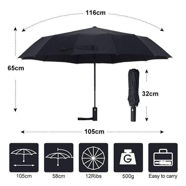Planet Gates 100004777 Strong Wind Resistant 12K  Automatic Umbrella  Rain Women Windproof 3Folding Long Handle  Men Business Outdoor Travel  Umbrella