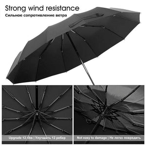 Planet Gates 100004777 Strong Wind Resistant 12K  Automatic Umbrella  Rain Women Windproof 3Folding Long Handle  Men Business Outdoor Travel  Umbrella