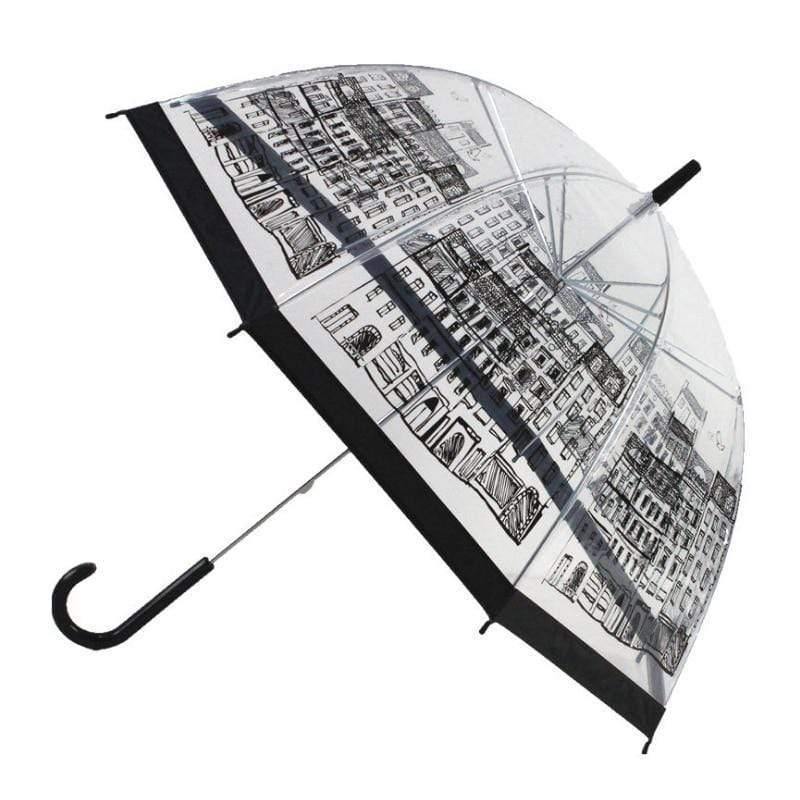 Planet Gates 100004777 Transparent Bird Cage Umbrella Cartoon Building Umbrellas Semi Automatic Apollo City Umbrella Long Handle Kids Umbrellas