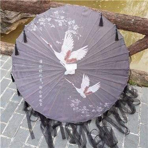 Planet Gates 100004777 White crane Silk Cloth Lace Umbrella Women Costume Photography Props Tasseled Umbrella Yarned Chinese Classical Oil-paper Umbrella Parasol
