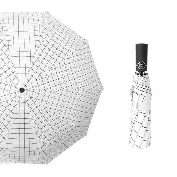 Planet Gates 100004777 white lattice Luxury Windproof Folding Automatic Blue Sky&White Clouds Umbrella For Women Men UV Auto Sun Rainy Umbrella Female YD063