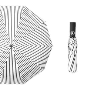 Planet Gates 100004777 white stripe Luxury Windproof Folding Automatic Blue Sky&White Clouds Umbrella For Women Men UV Auto Sun Rainy Umbrella Female YD063